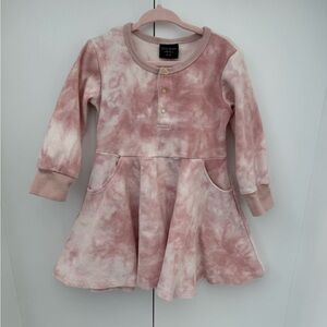Little Bipsy Girls Ribbed Blush Tie Dye Dress 2-3T